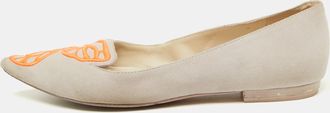 Sophia Webster Pink/orange Suede Bibi Butterfly Pointed Toe Ballet Flats