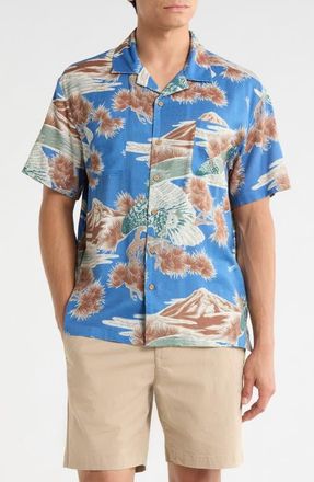 Brixton Rainier x Brixton Print Camp Shirt in Blue Sky at Nordstrom, Size Xx-Large