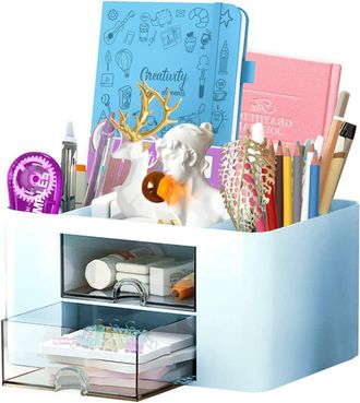 OEM Organizador De Escritorio Multifuncional, Portal&aacute;pices, Organizador De Maquillaje, Caja De Cosm&eacute;ticos, Caja De Almacenamiento De Pl&aacute;stico Para Bol&iacute;gra