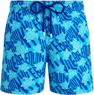 Vilebrequin Costume da bagno con stampa Ronde des Tortues - Blu