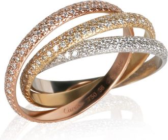Cartier Pre-Owned Cartier 3-Tone Gold Diamond Small Model Trinity Ring