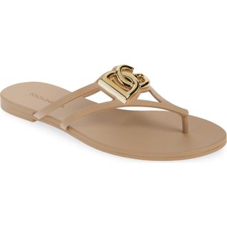 Dolce & Gabbana Logo Flip Flop in Cipria/Oro at Nordstrom, Size 5Us