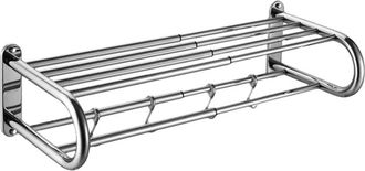 OEM Toallero Modular De Pared Con Doble Estante Y 4 Ganchos Extra&iacute;bles, Fabricado En Acero Inoxidable Resistente A La Corrosi&oacute;n, Regulable De 40 A 80 Cm
