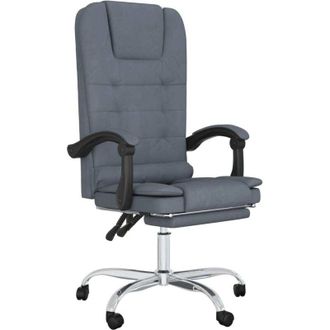 vidaXL Silla De Oficina Reclinable Con Masaje Terciopelo Gris Oscuro Vidaxl