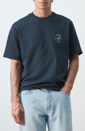 Mango Cotton Embroidered Graphic T-Shirt in Navy at Nordstrom, Size X-Small