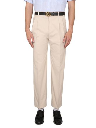 Gucci Embroidered Cotton Trousers - Beige