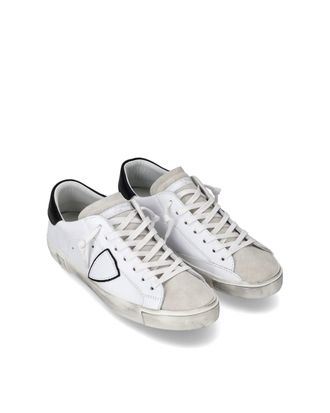 Philippe Model Vintage-Treated Calf Leather Sneaker - White