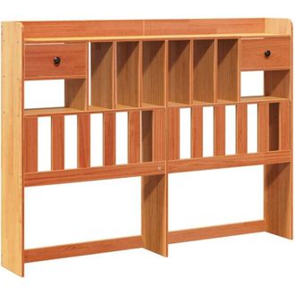 vidaXL Cabecero De Cama Almacenaje Madera Maciza Pino Marr&oacute;n 150 Cm Vidaxl