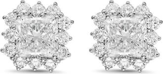 Diana M. Jewels 14kt white gold 8cts lab grown Radiant Cut Diamond Halo Earrings