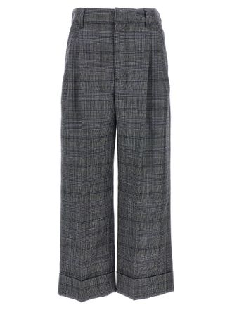 Brunello Cucinelli Pied De Poule Wool Pants Gray