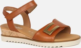 Gabor Womens Raffles Womens Low Wedge Sandals - Brown - Size: 4.5