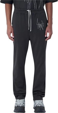 Moncler Broek met elastische tailleband en trekkoord - Heren - Sweatpants - Grijs - M - Katoen - Broeken