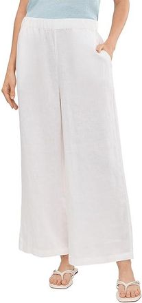 Eileen Fisher Organic Linen Ankle Wide Pants Womens Clothing White : SM 27