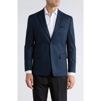 Duchamp Slim Fit Plaid Stretch Knit Blazer in Navy at Nordstrom Rack, Size 46Regular