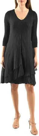 Komarov Ruffle Tiered Charmeuse & Chiffon Cocktail Dress in Black at Nordstrom Rack, Size X-Large