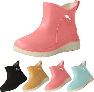 Generic Womens Wellies Wide Fit Ankle Wellington Boots Short Garden Boots Anti-Slip Sole Durable Rainboots Fashion Comfortable Rubber Waterproof Shoes for Out