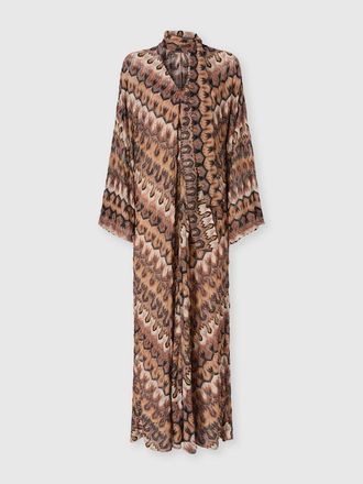 Missoni Long Dress In Viscose Lam&eacute; With Removable Sash in Tan at Nordstrom, Size Medium