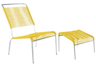 Schubiger M&ouml;bel Spaghetti-Lounger-Hochlehner + Hocker S&auml;ntis
