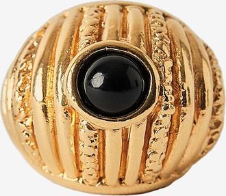 Paola Sighinolfi Geriffelter goldener Ring mit Onyx Reef