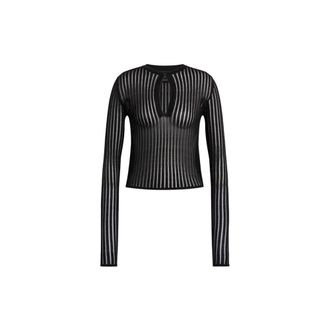 Dondup Serafino Slim Knit - female - Dondup - Round-neck Knitwear - Black - S - Knitwear