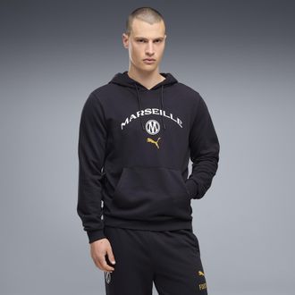 Puma Felpa con cappuccio ftblCulture Olympique de Marseille da uomo, Abbigliamento, Blu, 3XL