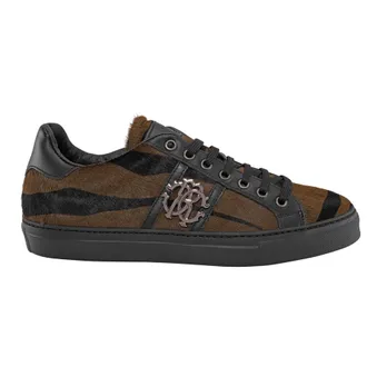 Roberto Cavalli Mens Zebra Intarsia Low-Top Sneakers, Brand Size 40 ( US Size 7 )