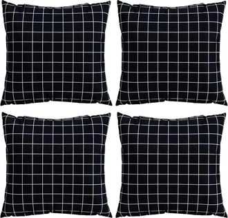 vidaXL Scatter Pillows 4 pcs Black Check 60 x 60 cm Polyester Farbic vidaXL