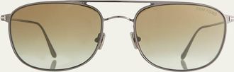 Tom Ford Mens Jake Round Metal Double-Bridge Sunglasses