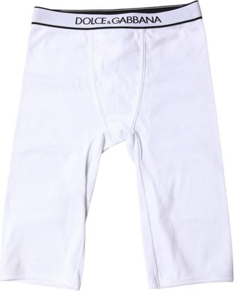 Dolce & Gabbana Womens White Logo Cotton Cropped Tights Underwear Elastane Clothing
