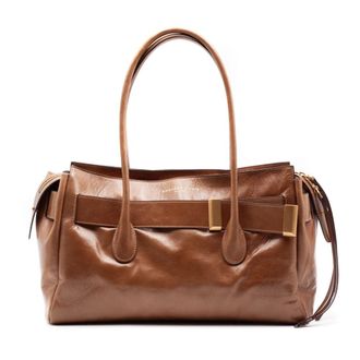 Roberto Festa Milano Glossy Leather Shoulder Bag - female - Roberto Festa - Shopping Bags - Brown - ONE SIZE - Bags