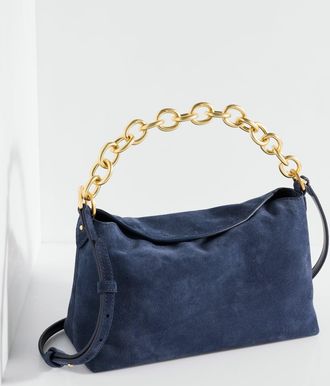 Talbots Ivy Chain Suede Hobo Bag - Blue - 001 Talbots