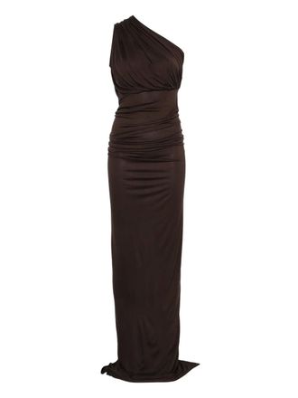 Rick Owens one-shoulder draped dress - women - Elastane/Viscose/Nylon - 44 - Brown