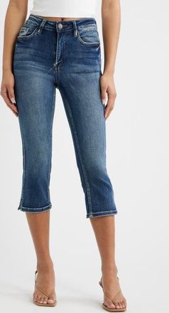 YMI Side Slit High Waist Capri Jeans in Dark Blue at Nordstrom, Size 11