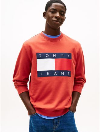 Tommy Hilfiger Mens Tommy Jeans Big Flag Logo Sweatshirt - Red - XXL