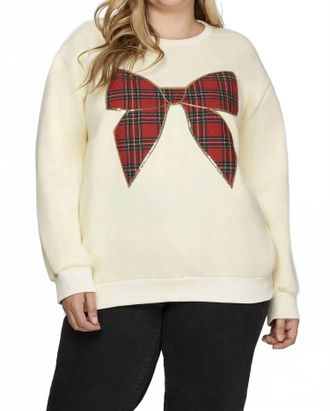 She + Sky Bow Crewneck Sweater - Plus In Cream