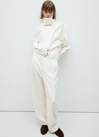 Mango Pantaloni diritti cintura bianco - Donna - 36 - MANGO