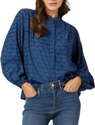 Shoshanna Cameron Button Front Top In Indigo