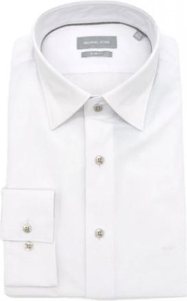 Michael Kors Slim Performance Shirt - Heren - Zakelijke Overhemden - Wit - XL - Leer - Overhemden