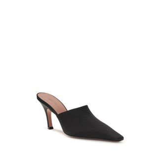 Amina Muaddi Womens Black Silk Sandals