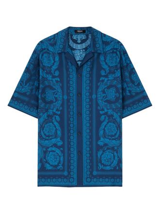 Versace Baroque Pattern Short-Sleeve Shirt With Camp Collar
