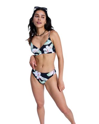 Roxy Bikini-Hose ROXY Printed Essentials, Damen, Gr. XXL, US-Gr&ouml;ssen, anthrazit spring charming, Obermaterial: 85% Microfaser, 15% Elasthan;, Badehosen Bik
