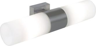 Nordlux Aplique de pared 2 luces para ba&ntilde;os plateado con difusor de cristal