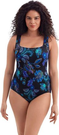 Longitude Butterfly Back Extra Long Torso One-Piece Swimsuit in Majorelle Garden at Nordstrom, Size 22