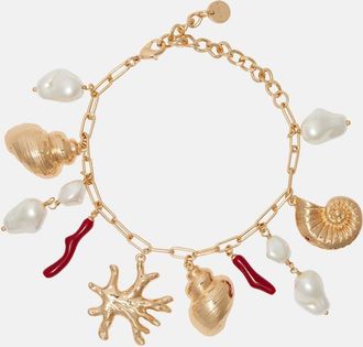 Self Portrait Faux pearl-embellished charm bracelet
