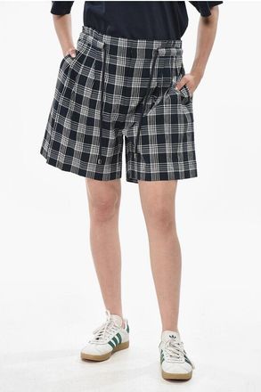 Woolrich Seersucker Cotton Checked Shorts With Pleats size Xl