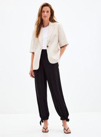 Contemporaine Womens Tie-up ankles flowy pant Fit: Loose leg, high rise