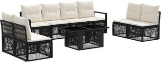 vidaXL Conjunto De Sof&aacute;s De Jard&iacute;n 9 Uds. Negro Y Blanco Crema Vidaxl