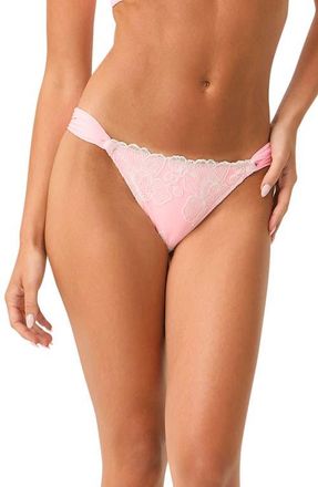 PQ Swim Embroidered Fanned Side Bikini Bottoms in Pitaya at Nordstrom, Size Medium