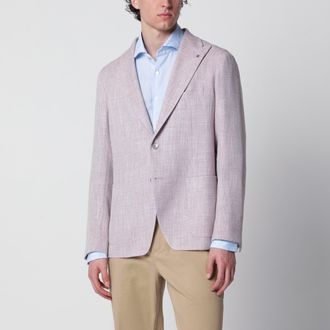 Tagliatore Single-Breasted Herringbone Jacket Lilac