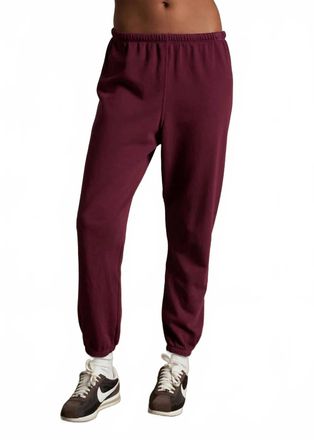 perfectwhitetee Johnny French Terry Easy Sweat Pant In Burgundy